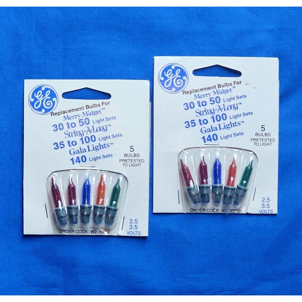 GE Merry Midget 2Pk Replacement Bulbs (10) String-A-Long Gala Lights 2.5V 3.5V